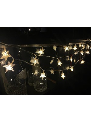 Happy Trend Coverzone 5 Metre LED Işıklı 28'li Yıldız Işık Zinciri Dekoratif Fişli Aydınlatma Ev Dekorasyonu Süsleme Salon Oda Merdiven Balkon Süslemeleri Için Yılbaşı Eğlence Doğum Günlerine Özel Aydınlatma