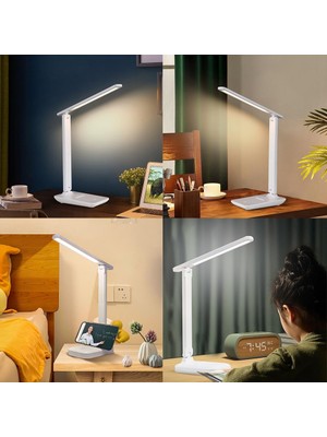 Happy Trend Çalışma Masası Lambası, LED Masa Lambası, Kısılabilir Masa Lambası, Dokunmatik Anahtar, 3 Renk ve 10 Parlaklık Kademesi, Göz Dostu Masa Lambası, Gece Lambası, Ofis, Okuma, Çalışma Için [enerji