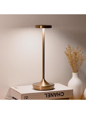 Happy Trend 2'li Paket LED Akülü Masa Lambası Şarj Edilebilir, Dış Mekan Pille Çalışan Masa Lambası Dokunmatik 3 Renk Karartma Portatif Su Geçirmez Gece Lambası Veranda/restoran/yemek/ev Için (Bronz)
