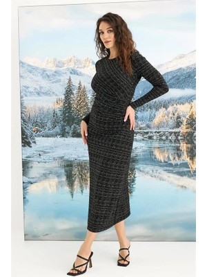Veraura Lifestyle Desenli Uzun Kollu Elbise