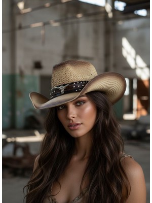 Ayarlanabilir Premium Kovboy Şapkası Hasır Western Şapka Erkek Kadın Unisex