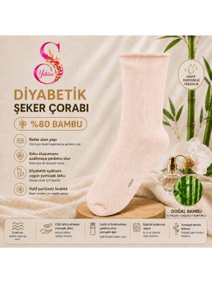 Yshine Bambu Diyabetik Şeker Çorabı Ince Esnek Ağızlı Hafif Parfümlü Unisex Soket Çorap 3’lü Avantaj Paketi