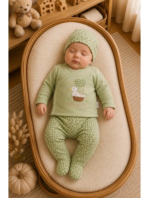 Bebitof Petit Baby My Flying Duck 2 Parça Unisex Unisex Bebek Takımı Pudra – Uzun Kollu Üst ve Ayaklı Alt Yenidoğan Takımı Hastane Çıkışı Seti