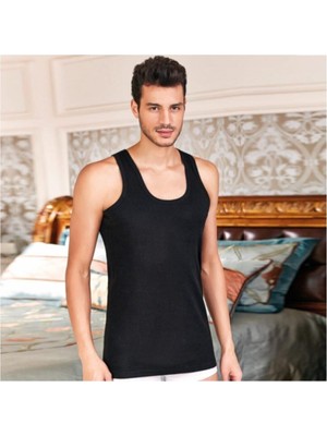 Berrak Erkek Beyaz 6'lı Paket Pamuk Klasik Penye Siyah Atlet-Siyah-2xl
