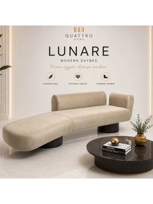 Quattro Home Lunare Modern Daybed Şezlong Kanepe – Bej Döşemeli, Modern Tasarım