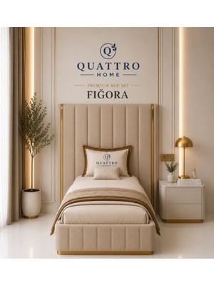 Quattro Home  Fiğora Premium Tek Kişilik Döşemeli Yatak Seti