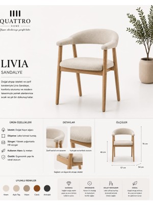 Quattro Home Livia Ahşap Kollu Modern Yemek Sandalyesi