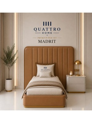 Quattro Home  Madrit Premium Tek Kişilik Döşemeli Baza Başlık Seti