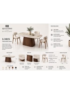 Quattro Home Loris Modern Yemek Masası