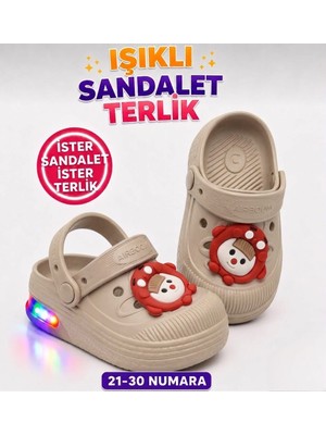 papucumun dünyası Çocuk Cross Eva Işıklı  Hafif Günlük Havuz Kreş Kumsal Kullanışlı Terlik