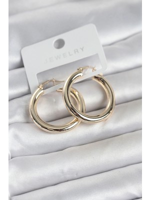 Marsilyan™- Gold Renk Pirinç Halka 30 mm Kadın Küpe