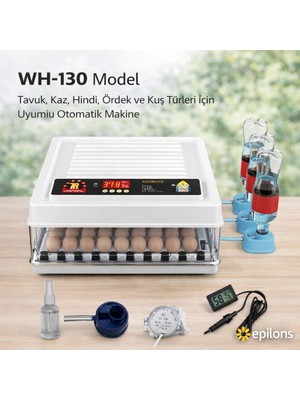 İntora WH-130 Kuluçka Makinesi -Tavuk Kaz Hindi Ördek Kuş Türleri Yedek Motor Hediyeli
