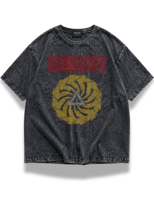 Fuddy Moda Unisex Soundgarden Baskılı Yıkamalı Tişört, Oversize Rock Band Temalı Retro Tshirt