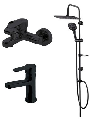 Sungur's Store Siyah Banyo Lavabo Bataryası Bold Duş Ünitesi Modern Tasarım