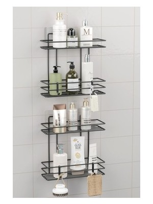 Sungur's Store 4 Katlı Paslanmaz Yapışkanlı Banyo Rafı ile Duvar Düzenleyici