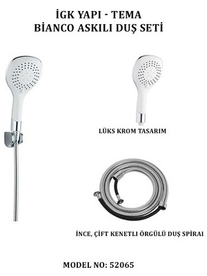 Sungur's Store Bianco Askılı Duş Seti ile Modern Banyo Deneyimi