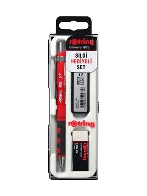 Sungur's Store 0.7 mm Kırmızı Versatil Kalem, Silgi ve Yedek Uç