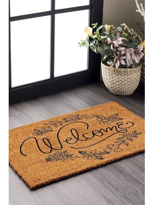 Happy Trend Decovetro Paspas Welcome Flower Desenli Kapı Önü Paspası