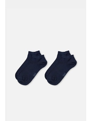Happy Trend Dagi Aksesuar 6926 Erkek Bambu Patik Çorap 2'li Örme Lacivert