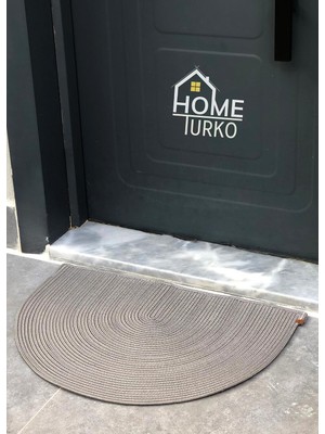 Happy Trend Doğal Jüt Yarım Daire Kapı Önü Paspası | Kaymaz Tabanlı | Doğal El Dokuma | Şık ve Dekoratif D Paspas (Kapı Girişleri, Banyo ve Balkon Kullanımı Için) (Gri, 50 * 70)