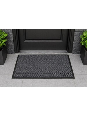 Happy Trend Kapı Önü 60X90 cm Paspas- Gri (Nem Alıcı Paspas- Kaydırmaz Taban Gri 60X90 Cm)