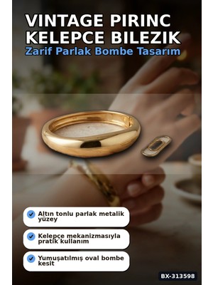 Ototechparca Vintage Pirinc Bombe Model Kelepce Bilezik Rengi Tek Parca Bayan Aksesuar BX-313598