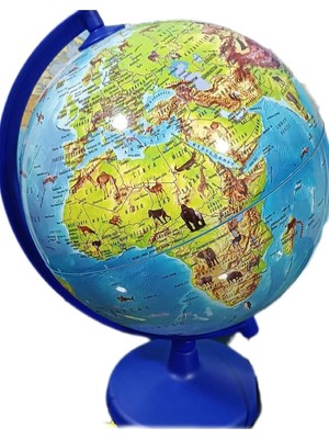 Brf Store Irmakxx Dünya Küresi Işıksız Hayvan Figürlü 20 cm Çap,31 cm Yükseklik Eğitici Dekoratif Yer Küre Atl