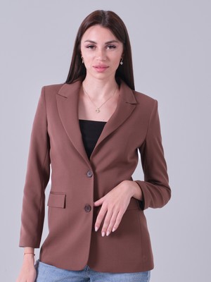 Feminist Açık Kahverengi Vatkalı Astarlı Blazer Ceket 0105110