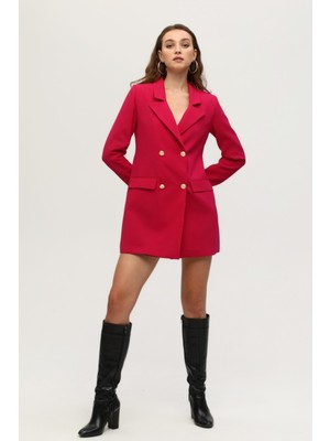 Feminist Fuşya Astarlı Düğme Kapamalı Blazer Ceket 0105123