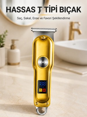 Laraheiser Şarjlı Saç Sakal Kesme Makinesi 1 2 3 mm Taraklı T Tipi Bıçaklı Kablolu ve Kablosuz Kullanım