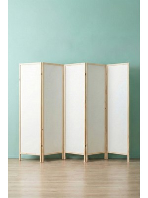 Vovikon Ahşap 5 Kanat Beyaz Mdf Katlanır Oda Ayırıcı Paravan Seperatör