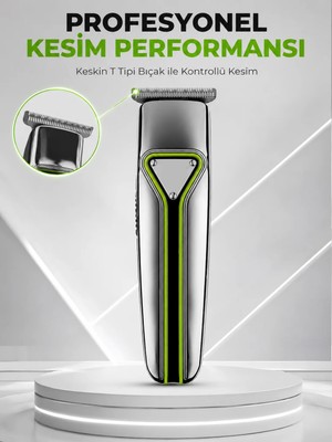 Laraheiser Şarjlı Saç Sakal Tıraş Makinesi T Başlıklı 1 2 3 mm Taraklı Kablolu ve Kablosuz Kullanım