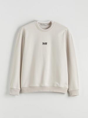Lc Waikiki Yeni Sezon Bisiklet Yaka Baskılı Erkek Kalın Sweatshirt