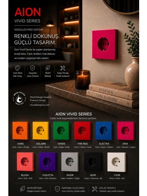 Mooddesign Aıon Collection - Vıvıd Series (Dıva) /(Tüm Prizler Ile Uyumludur) Minimal Mat Tasarım Priz / Premium Dekoratif Canlı Renkler Serisi (Fuşya)