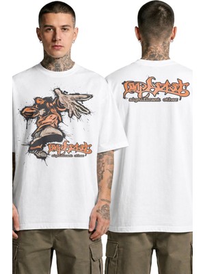 Fuddy Moda Unisex Limp Bizkit Significant Other Ense Baskılı Tişört, Oversize Rock Band Temalı Tshirt