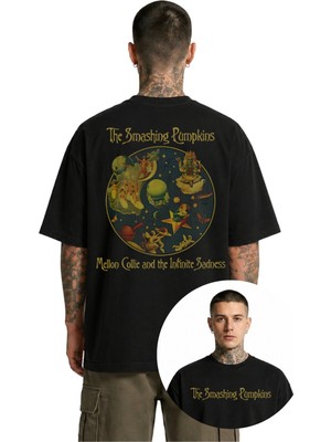 Fuddy Moda Unisex The Smashing Pumpkins Sırt Baskılı Tişört, Oversize Rock Band Temalı Tshirt