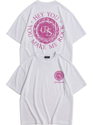 Fuddy Moda Unisex Whitesnake Hey You You Make Me Rock Sırt Baskılı Tişört, Oversize Rock Band Temalı Tshirt