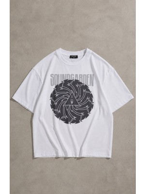 Fuddy Moda Unisex Soundgarden Baskılı Bisiklet Yaka Tişört, Oversize Rock Band Temalı Tshirt