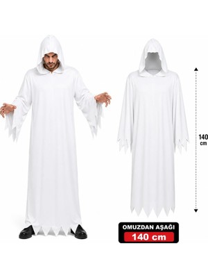 NW NessiWorld Yetişkin Beyaz Kapüşonlu Cellat Hayalet Kostümü 140 cm