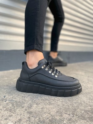 Joy Ayakkabı JY010 Cloud Bağcıklı Cilt Erkek Günlük Sneaker Ayakkabı Cst - Siyah