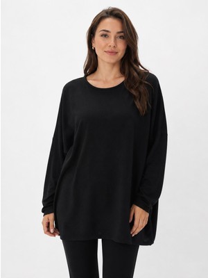 Neden Tekstil Siyah Oversize Basic Basic Bluz