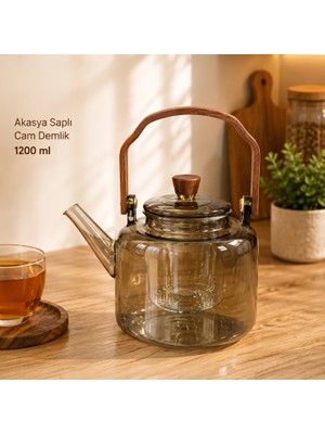Ttt Akasya Saplı Demlik - 1200 ml - Borosilikat Cam