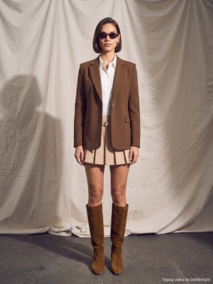 Dilvin 60816 Vücuda Oturan Blazer-Kahve