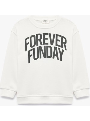 Die Grup Baskılı Uzun Kollu Bisiklet Yaka Oversize Sweatshirt