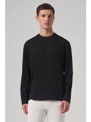 Die Grup Morven Erkek Siyah Trend Bisiklet Yaka Rayon Sweatshirt