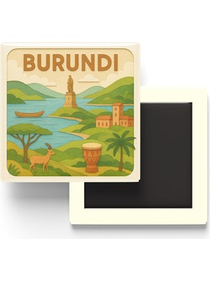 Die Grup Burundi - Paper Cut Art - Baskılı Buzdolap Magneti Kare - 9x9 cm