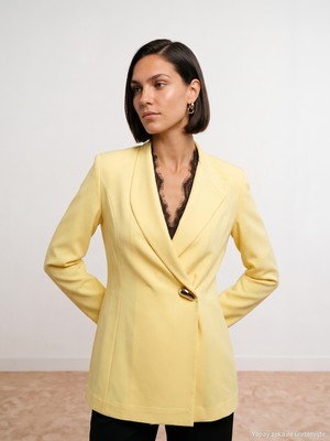 Dilvin 60814 Gold Düğmeli Blazer-Sarı
