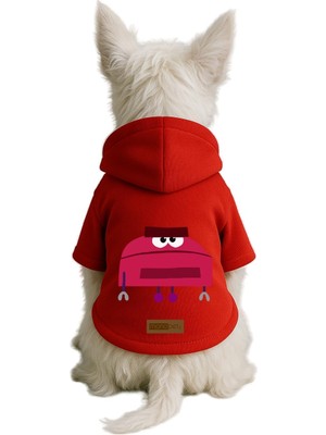 Die Grup Monopetz Baskılı Içi Polarlı Köpek ve Kedi Kıyafeti & Elbisesi - Kırmızı Renk Kapüşonlu Hoodie B7CCB, 6xl