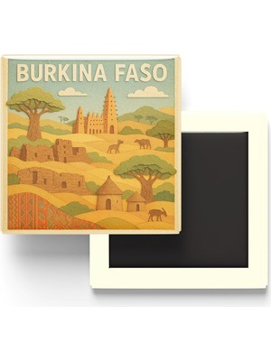 Die Grup Burkina Faso - Paper Cut Art - Baskılı Buzdolap Magneti Kare - 9x9 cm