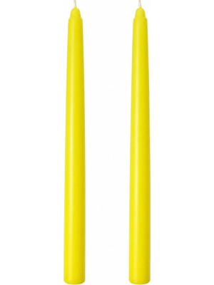Die Grup 2’li Sarı Şamdan Mum Seti 25 cm – Dekoratif Ince Şamdan Mum, Kokusuz Parafin WAX,%100 Pamuk Fitil, El Döküm, Uzun Süre Yanma (~10 Saat), Şık Sofra, Davet, Nişan, Düğün ve Ev Dekorasyonu Için Zarif